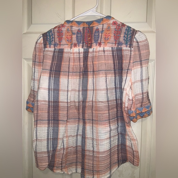 Johnny was plaid heavily embroidered button up floral casual boho cotton winter - Picture 11 of 11